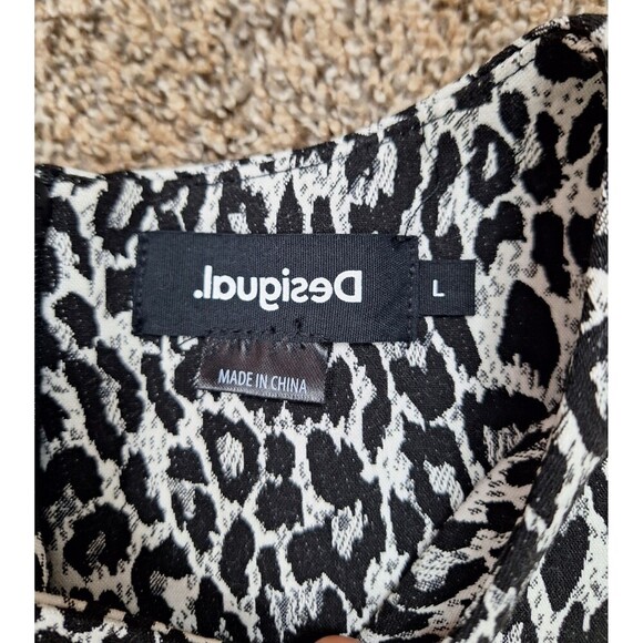 Desigual Womens Dress Mini Short Black White Jersey Stretch Leopard Size Large - Picture 4 of 8